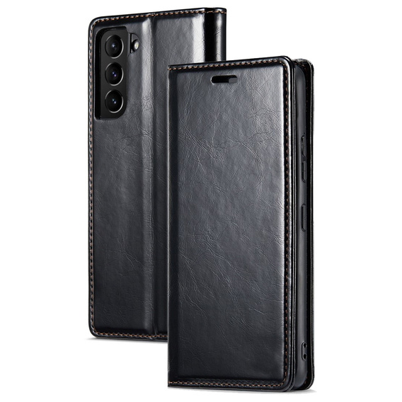 Θήκη με πτερύγιο για Samsung Galaxy S23, ERBORD Waxy Wallet, μαύρη