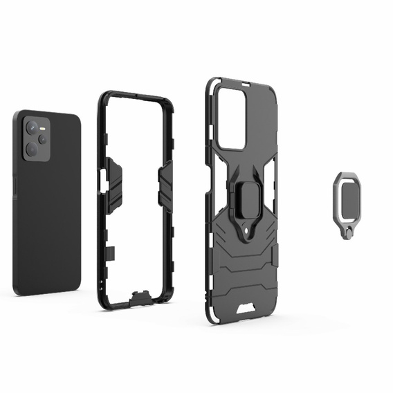 Θήκη για Realme C35, Kickstand Ring, μαύρη