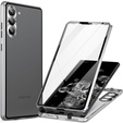 θήκη για το Samsung Galaxy S24, Magnetic Dual Glass, ασημένια