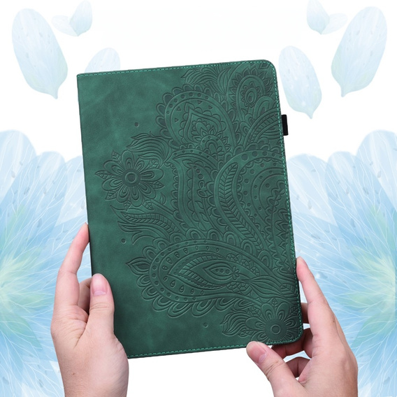 θήκη με πτερύγιο για Xiaomi Redmi Pad SE 11", flower, πράσινη