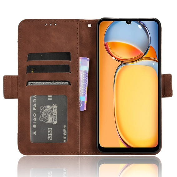 Θήκη με πτερύγιο για Xiaomi Redmi 13C / Poco C65, Card Slot, καφέ