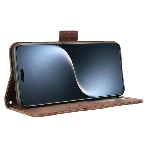 Θήκη με πτερύγιο για Honor Magic 7 Pro, Card Slot, καφέ