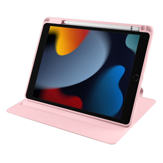 Θήκη για iPad 10.2" 2021/2020/2019 (9/8/7 gen.), με υποδοχή γραφίδας, περιστρεφόμενη κατά 360°, ροζ