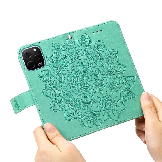 Θήκη με πτερύγιο για Huawei Nova Y61, Mandala Flower, πράσινη