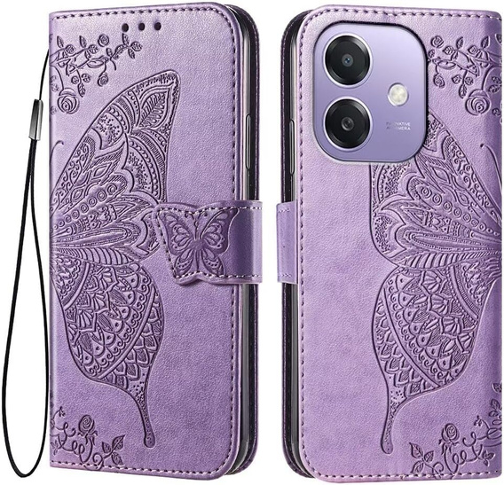 Θήκη με πτερύγιο για Oppo A40 / Oppo A40m, Butterfly, μωβ