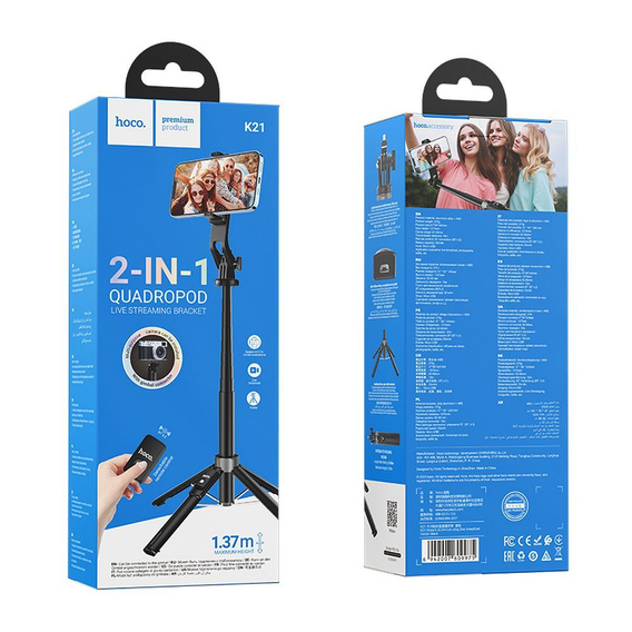 Selfie stick με ασύρματο τηλεχειριστήριο Hoco K21 tripod