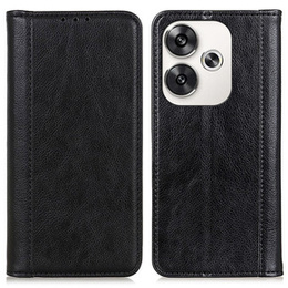 θήκη με πτερύγιο για Xiaomi Poco F6, Split Leather, μαύρη