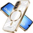 Θήκη για Samsung Galaxy A17 5G, Electro MagSafe, διάφανη με χρυσές πλευρές