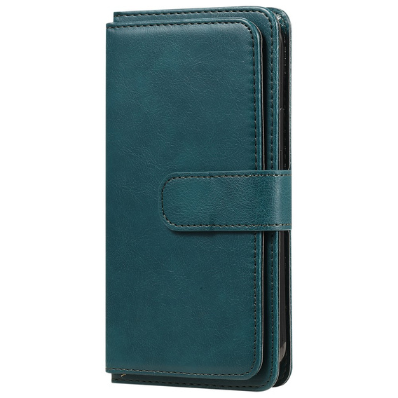 θήκη πτερύγιο για Samsung Galaxy A55 5G, 10 Card Slots Wallet, πράσινη