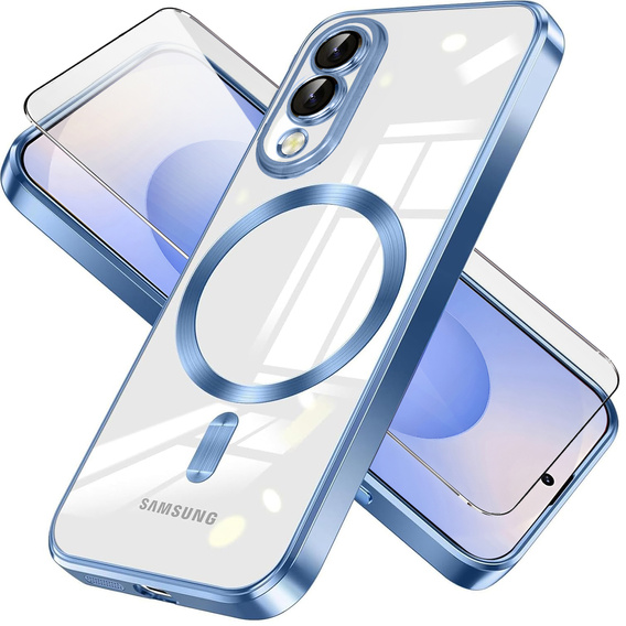 Θήκη για Samsung Galaxy S25 Edge, Electro MagSafe, μπλε + Γυαλί για την οθόνη