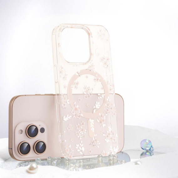 Μαγνητική θήκη με floral laser σχέδιο για iPhone 16 Pro