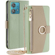 θήκη Wallet Zipper Pocket flip για το Motorola Edge 40 Neo 5G, Wallet Zipper Pocket, με καθρέφτη, πράσινη