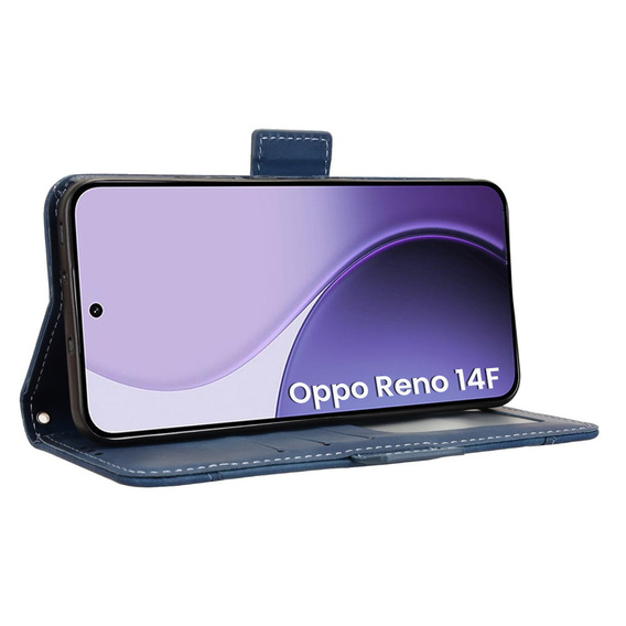 Θήκη πτερύγιο για Oppo Reno 14F, Υποδοχή κάρτας, πορτοφόλι, μπλε σκούρο μπλε
