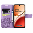 Θήκη με πτερύγιο για Oppo Reno 12FS / 12F, Butterfly, μωβ
