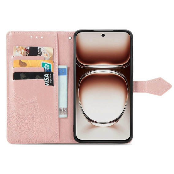 Θήκη με πτερύγιο για Oppo A40 / Oppo A40m, Mandala, ροζ rose gold