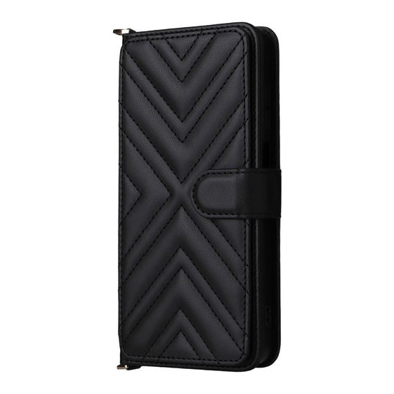 Θήκη με πτερύγιο για Xiaomi Poco M7 Pro 5G, Crossbody Leather Wallet, μαύρη