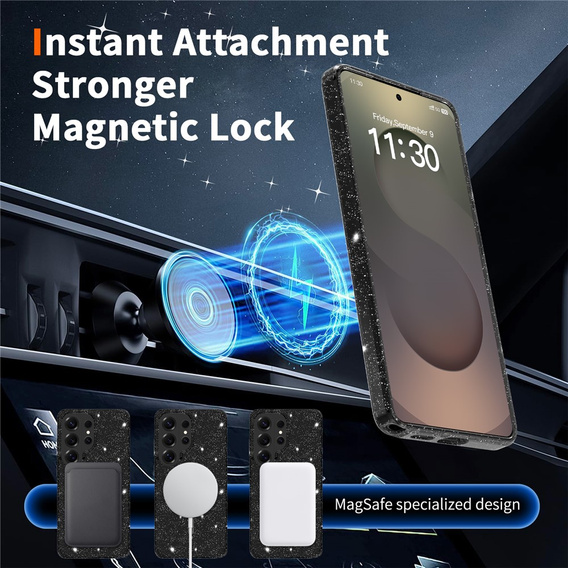 Θήκη Brokat, για MagSafe για Samsung Galaxy S26 Ultra, διαφανής / μαύρη