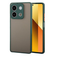 Θήκη σιλικόνης για Xiaomi Redmi Note 13 5G, με προστασία κάμερας, διαφανής / πράσινη + Tempered Glass 9H