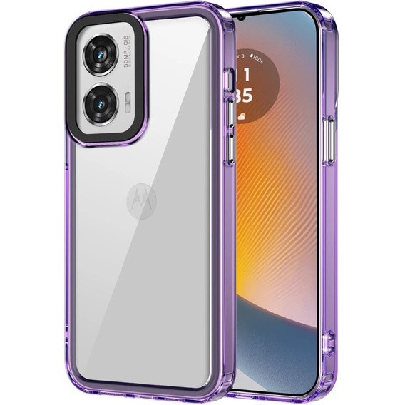 Θήκη για Motorola Edge 50 Fusion 5G, Fusion Hybrid, διαφανής / βιολετί