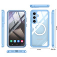 Θήκη για Samsung Galaxy S24 FE, Shockproof, με γυαλί, για MagSafe, μπλε