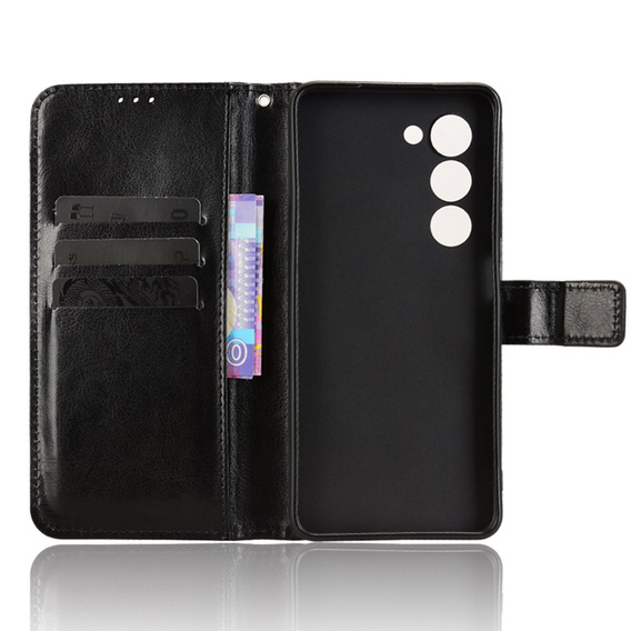 Θήκη με πτερύγιο για Oppo A5 5G / A5m, Crazy Horse Wallet, μαύρη