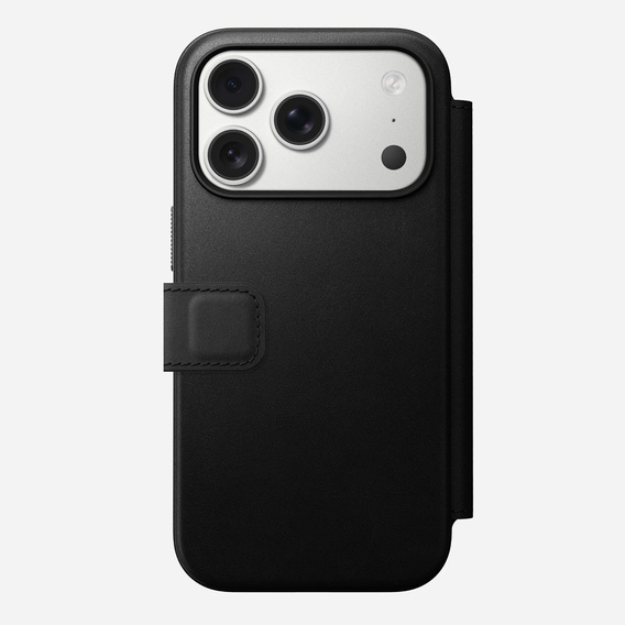 Θήκη Nomad για iPhone 17 Pro, Μοντέρνα δερμάτινη θήκη Folio, μαύρο