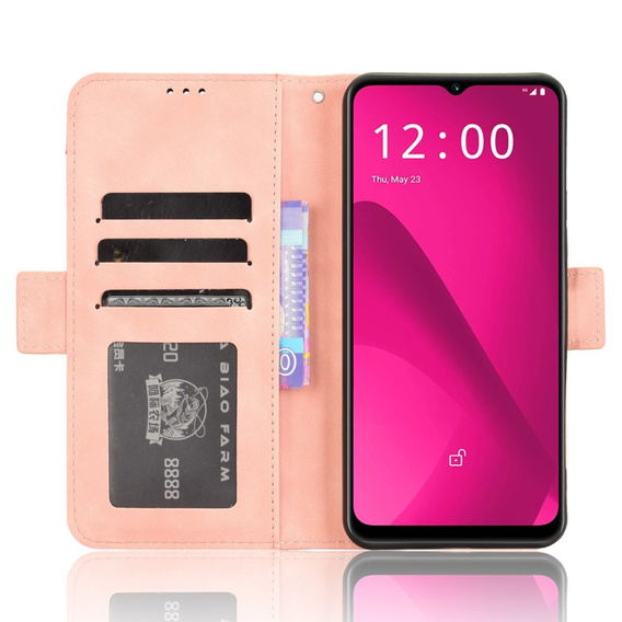 Θήκη με πτερύγιο για T Phone 2 5G, Card Slot, ροζ