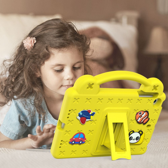 Παιδική θήκη για iPad mini 7.9" 2019/2015/2014/2013/2012 (5/4/3/2/1 gen.), Cute Patterns, με βάση, κίτρινη