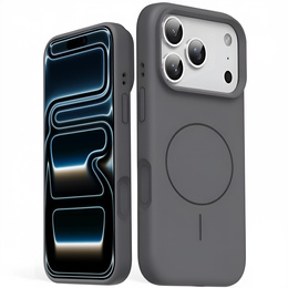 Θήκη σιλικόνης για iPhone 17 Pro Max, για MagSafe, αντικραδασμική, γκρι