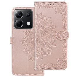 Θήκη με πτερύγιο για Xiaomi Poco X6 5G, Mandala, ροζ rose gold