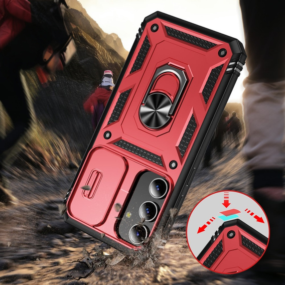 Θήκη για Samsung Galaxy S24+ Plus, CamShield Slide, κόκκινη / μαύρη