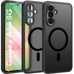 Θήκη για Samsung Galaxy A56, για MagSafe, ERBORD Μatt Case, μαύρη + Γυαλί οθόνης