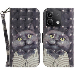 Θήκη με πτερύγιο για Xiaomi Redmi Note 13 5G, Wallet, Cat γκρι