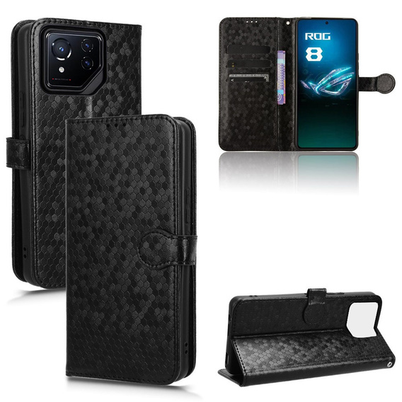 θήκη πτερύγιο για ASUS ROG Phone 8 Pro, Wallet Rhombus, μαύρη