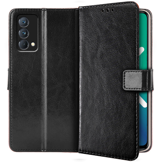 Θήκη με πτερύγιο για Realme GT Master, Crazy Horse Wallet, μαύρη