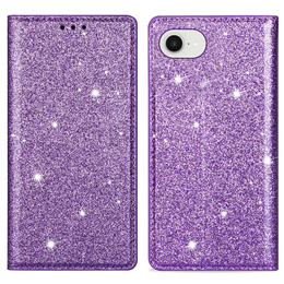 θήκη iPhone 16E, Card Slot Glittery, μωβ