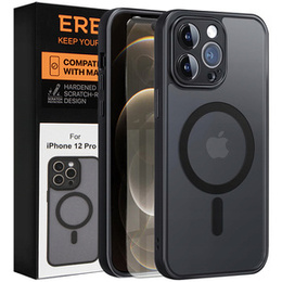 Θήκη για iPhone 12 Pro Max, για MagSafe, ERBORD Μatt Case, μαύρη + Γυαλί οθόνης