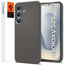 θήκη Spigen για Samsung Galaxy S25, Liquid Air, μαύρη + μετριασμένο γυαλί 9H