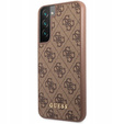 GUESS Θήκη για Samsung Galaxy S23, 4G Metal Gold Logo, καφέ