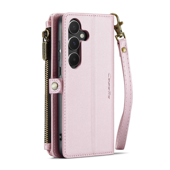 θήκη CASEME για Samsung Galaxy A55 5G, RFID Leather Wallet, με λουράκι ώμου, ροζ