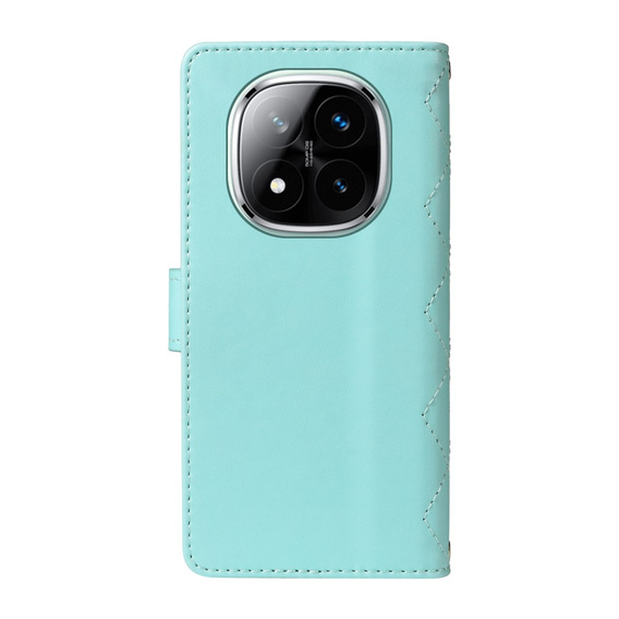 θήκη πτερύγιο για Xiaomi Redmi Note 14 Pro 5G / Xiaomi Redmi Note 14 Pro+ 5G / Xiaomi Poco X7 5G, Rhombus Crossbody Leather, πράσινη
