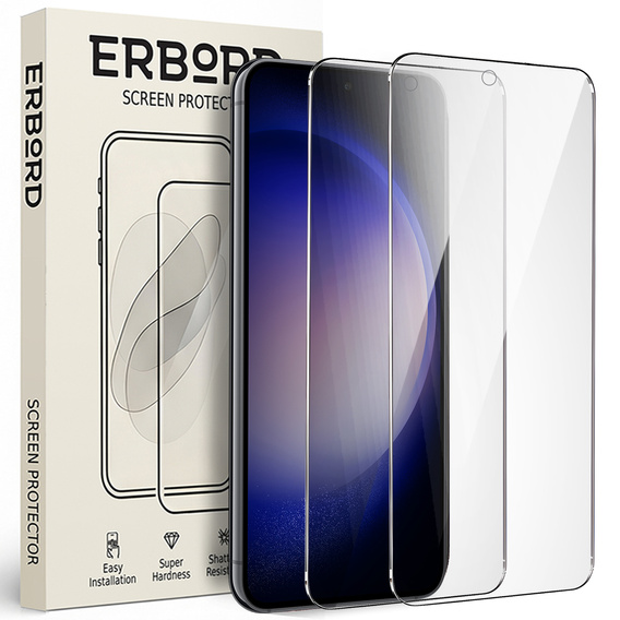 2x Μετριασμένο γυαλί για Samsung Galaxy S23, ERBORD 9H Hard Glass στην οθόνη