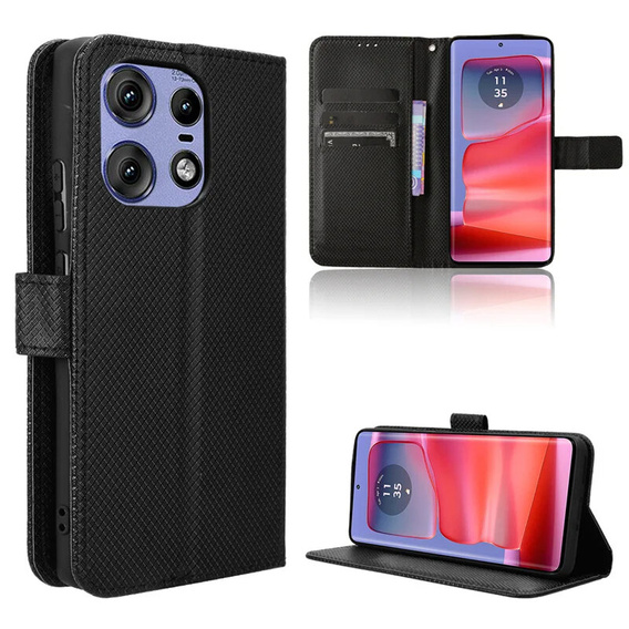 Θήκη με πτερύγιο για Motorola Edge 50 Pro, Wallet Smart Magnet, μαύρη