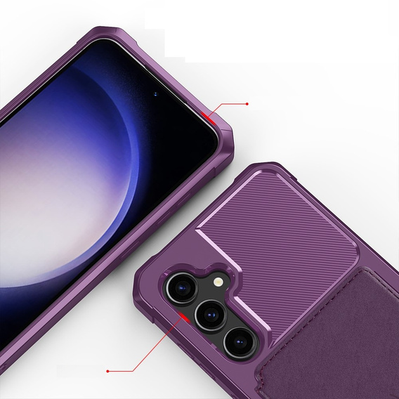 Θήκη για Samsung Galaxy S23 FE, Card Holder Kickstand, μωβ