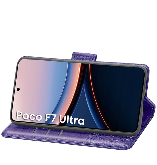 Θήκη με πτερύγιο για Xiaomi Poco F7 Ultra, Butterfly, μωβ