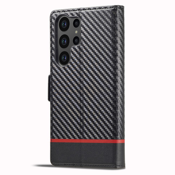 Θήκη με πτερύγιο για Samsung Galaxy S23 Ultra, Carbon LC.IMEEKE, μαύρη
