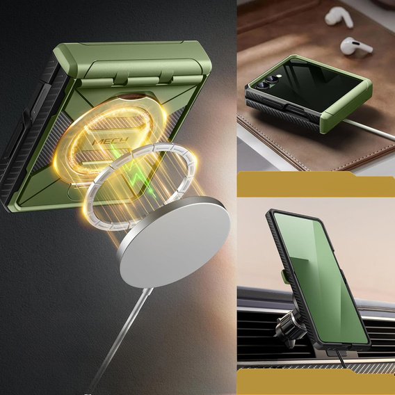 Θήκη Tongate MECH με MagSafe για Samsung Galaxy Z Flip7 FE / Z Flip6, πράσινο