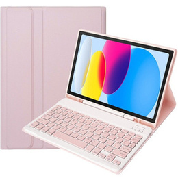 Θήκη + πληκτρολόγιο iPad 10.9 2022 10 Gen, Pen Slot, ροζ rose gold