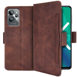 Θήκη με πτερύγιο για Realme GT2 Pro, Card Slot, καφέ
