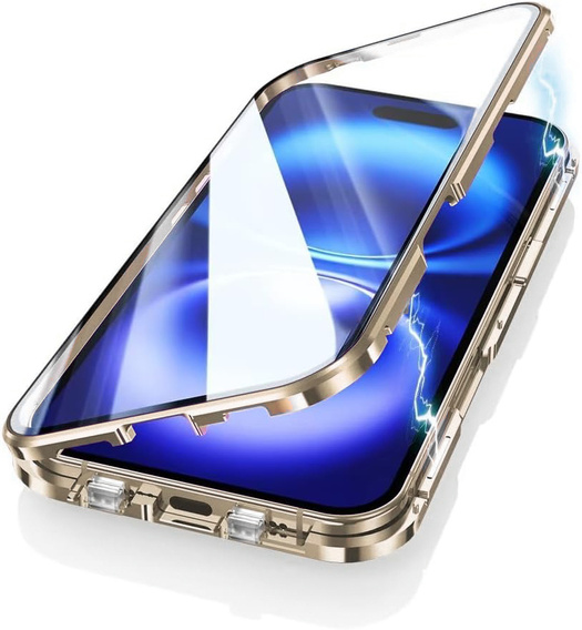 Μαγνητική θήκη MagSafe Dual Glass για iPhone 16, χρυσή